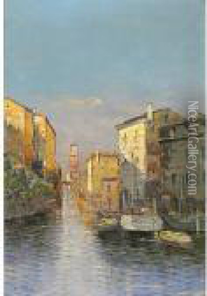 Canale Oil Painting - Georg Fischof
