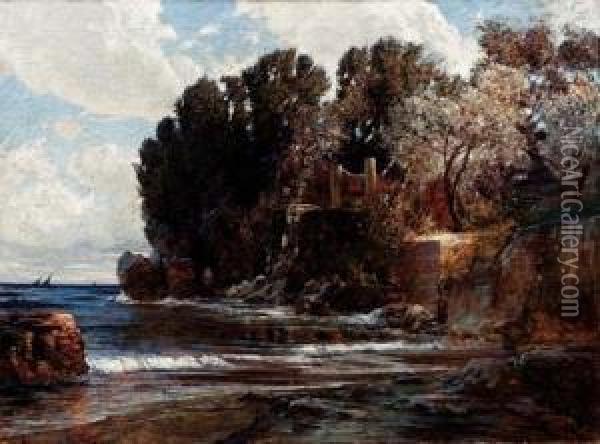 Bagni Di Tiberio A Capri - 1923 Oil Painting - Max Roeder