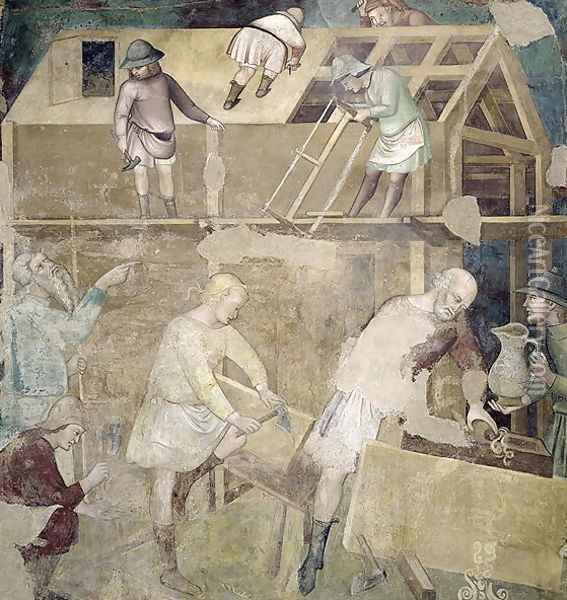 Noah Building the Ark 1356-67 Oil Painting - Manfredi de Battilor Bartolo Di Fredi Fredi