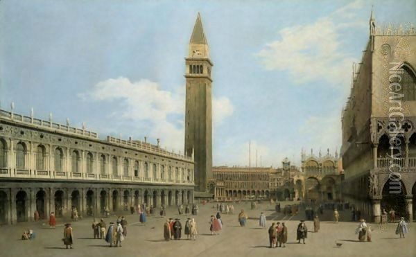 Venice, A View Of The Piazzetta Looking North Oil Painting - (Giovanni Antonio Canal) Canaletto