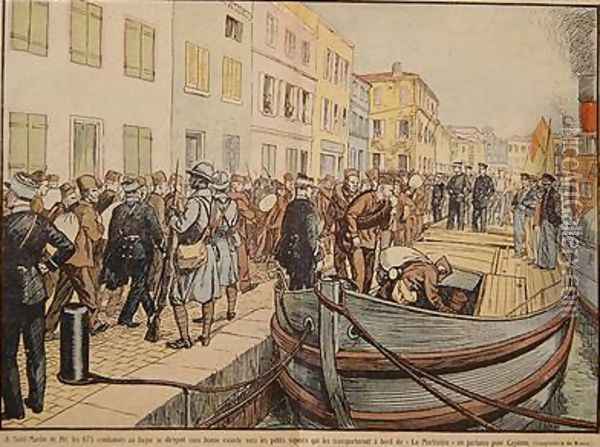 Convicts leaving Saint Martin de Re for the penal colony of Cayenne in Guyana Oil Painting - A. R. Moritz