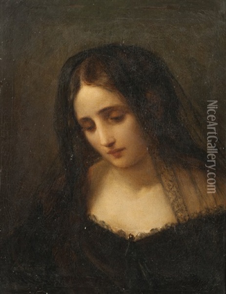 Jeune Femme Pensive Oil Painting - Natale Schiavoni