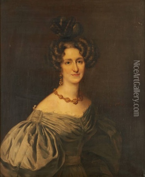 Portrait D'elegante Oil Painting - Gustave (Egidius Karel G.) Wappers