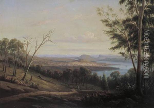 View Of Hobart Town Oil Painting - Geelmuyden Bull Knud