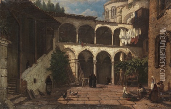 Im Romischen Klosterhof Oil Painting - Julius Zielke