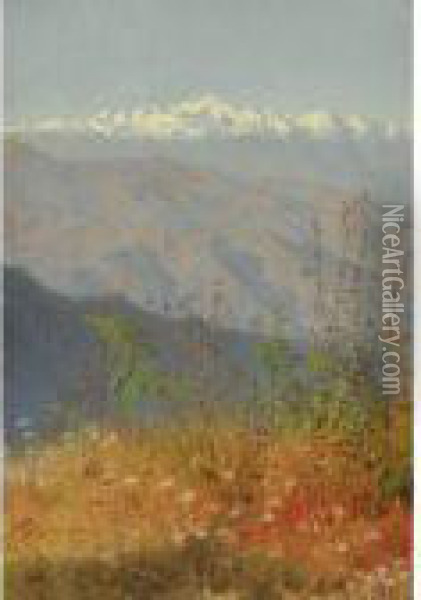 Sunset In The Himalayas Oil Painting - Vasily Vasilievich Vereschagin