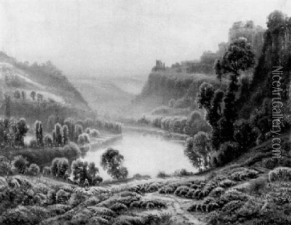 Felsige Landschaft Im Oberen Loiretal Oil Painting - Gaston Anglade
