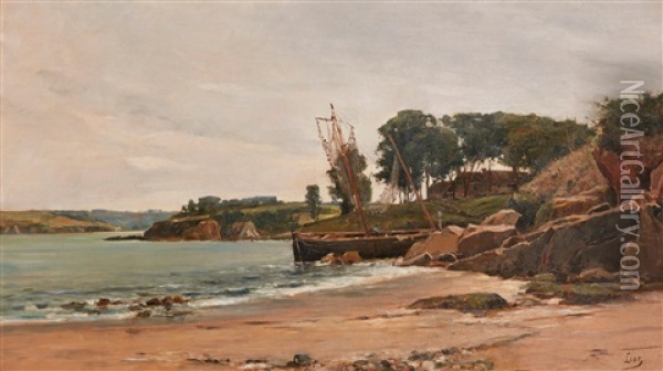 Bateau Dans La Crique Oil Painting - Paul Louis Frederic Liot