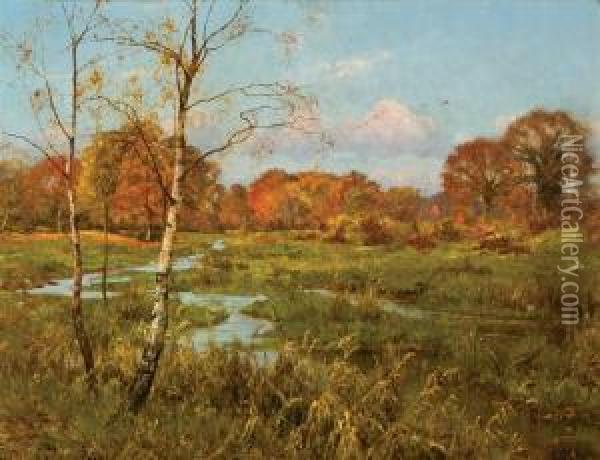 Winding Creek In Autumn Oil Painting - Edward Wilkins Waite