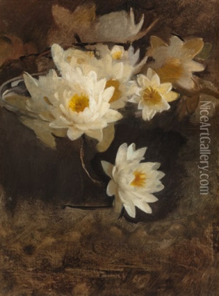 Water Lilies Oil Painting - Abbott Handerson Thayer
