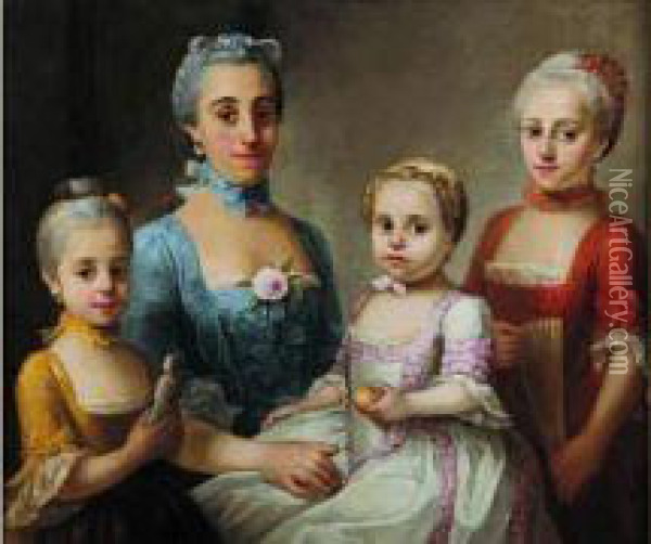 Portrait De Famille Oil Painting - Sebastiano Ceccarini