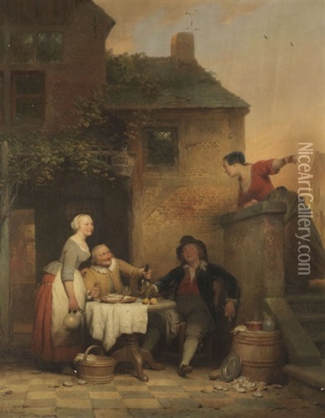 Austernesser Vor Der Taverne Oil Painting - Ferdinand de Braekeleer the Elder