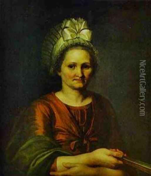 Portrait Of Artists Mother 1801 Oil Painting - Aleksei Gavrilovich Venetsianov