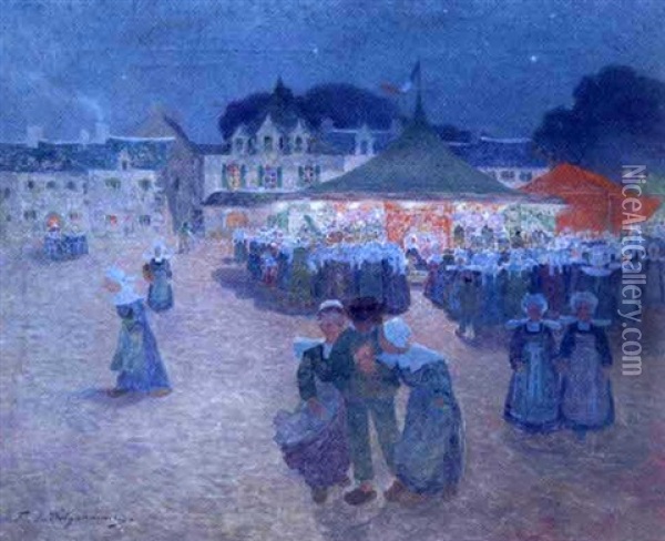 Le Manege Nocturne Oil Painting - Ferdinand du Puigaudeau