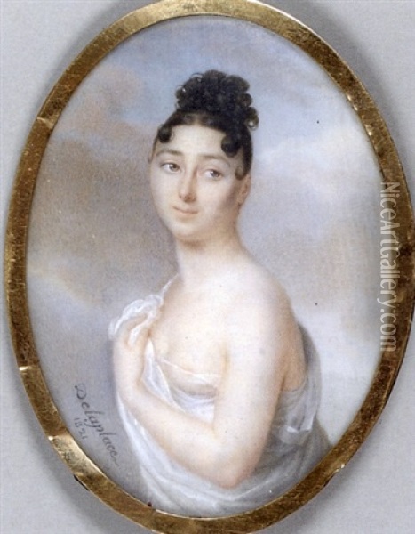 Portrait De Jeune Femme Sortant Du Bain Oil Painting - Jacques Delaplace