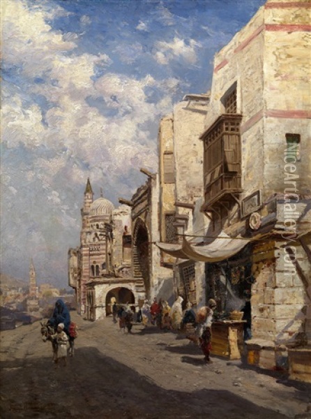 Street In Cairo Oil Painting - Nikolai Egorovich Makovsky