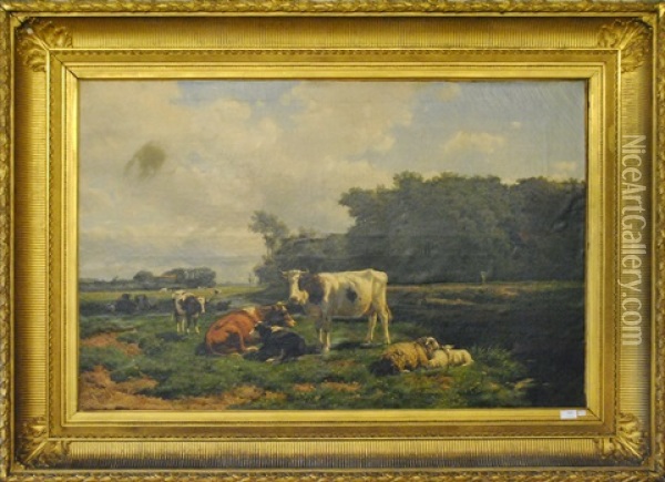 Vaches Dans Le Pre Oil Painting - Hendrik Savry