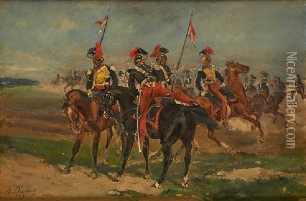 Scene De Cavalerie Oil Painting - Henri Louis Dupray