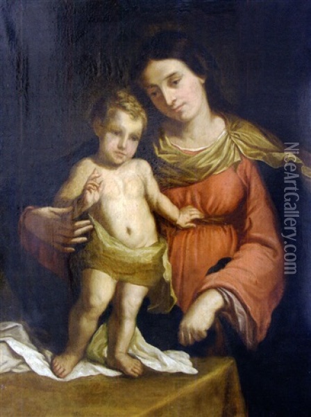 Vierge Avec L'enfant Benissant Oil Painting -  Guercino