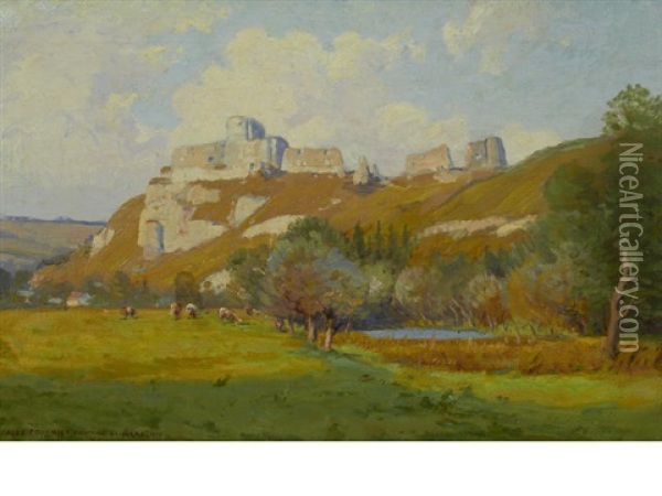 Chateau Gaillard Oil Painting - Alexis Jean Fournier