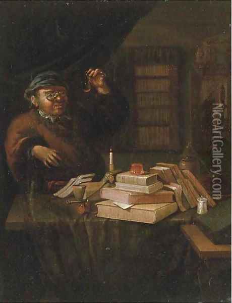 An alchemist in his study Oil Painting - Thomas Wijck