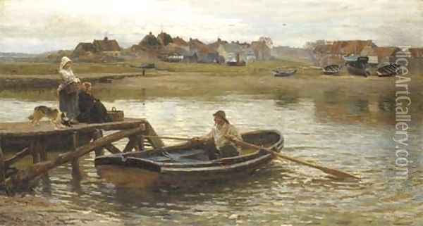 Walberswick Ferry (1875) Oil Painting - Hamilton Macallum