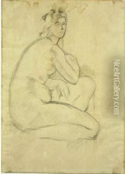 La Venus Accroupie, Vers 1879-82 Oil Painting - Paul Cezanne