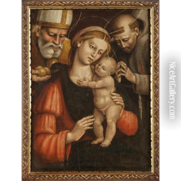 Madonna Con Bambino Tra Santi Oil Painting - Giovanni Battista Maroni