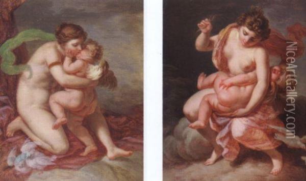 Venus Elbracing Cupid (#) The Chastisement Of Cupid Oil Painting - Jean-Baptiste Regnault