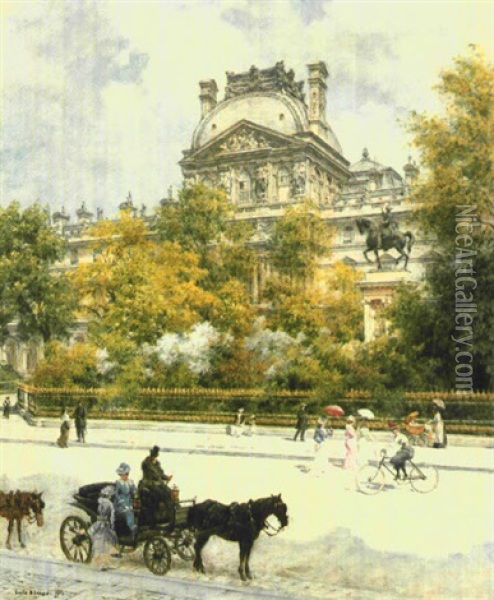 La Place Du Louvre Oil Painting - Louis Beroud