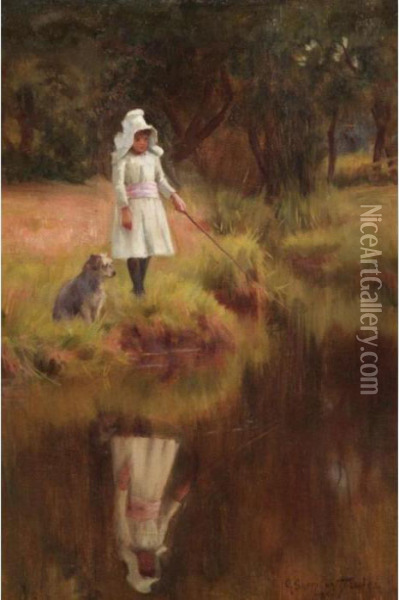 A Walk By The River Oil Painting - Georges Sheridan Knowles