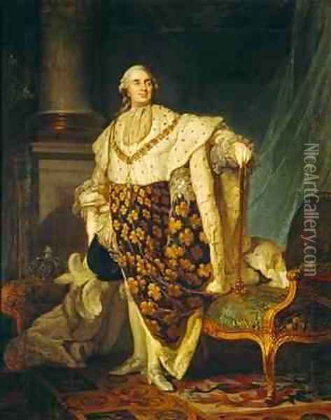 Louis XVI 1754-93 King of France in Coronation Robes Oil Painting - Joseph Siffrein Duplessis