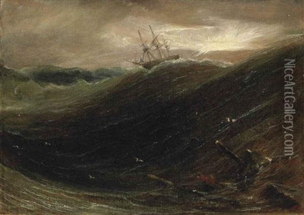 Sketch Of An Indiaman In A North Wester Off The Cape Of Good Hope Oil Painting - William Daniell