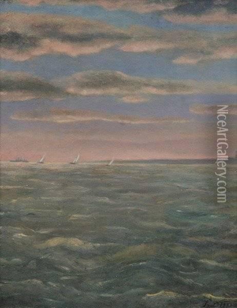 Seascape With Sailboats Oil Painting - E. Dupre