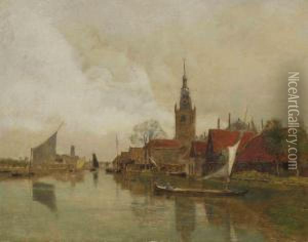 La Schie A Overschie Dans La Municipalite De Rotterdam Oil Painting - Rudolf Ribarz