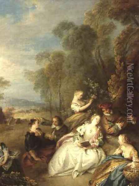 A Concert, 1730s Oil Painting - Jean-Baptiste Joseph Pater