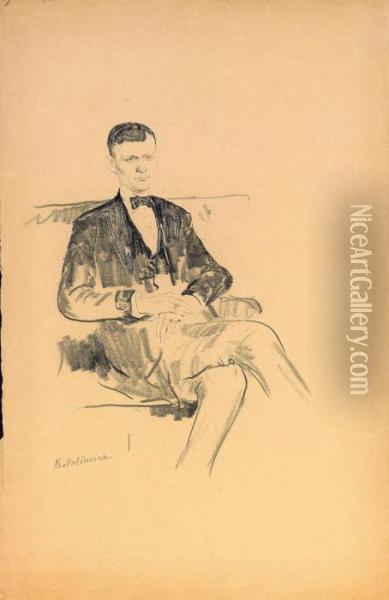 Seated Man With Bow Tie Oil Painting - Philippe Andreevitch Maliavine