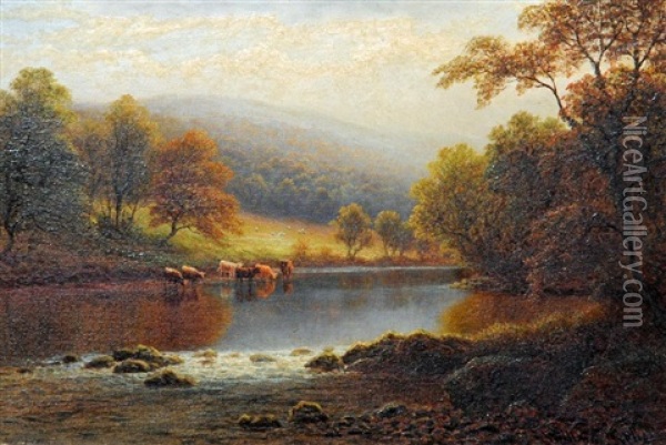 On The Wharfe Near Beamsley, Yorkshire Oil Painting - William Mellor