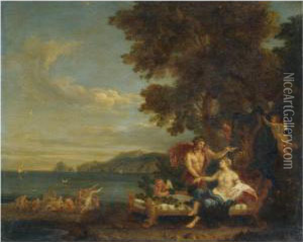 Bacchus And Ariadne Oil Painting - Cirlce Of Filippo Lauri