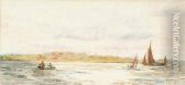A Thames Barge And Smaller Craft Offshore Oil Painting - William Lionel Wyllie