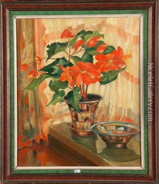 Vase Aux Fleurs Rouges Oil Painting - Medard Maertens