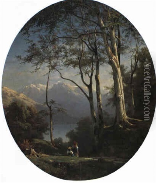 Vierwaldst,ttersee-landschaft Oil Painting - Jean Philippe George-Julliard
