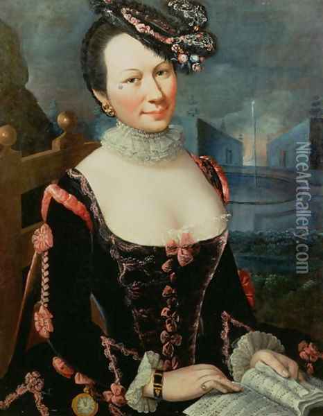 Portrait of a Woman Holding a Musical Score Oil Painting - Marco Benefiale