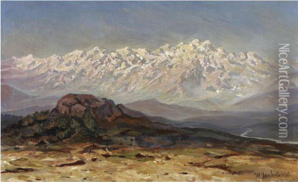 Snow-capped Mountains Oil Painting - Ilya Nikolaevich Zankovsky