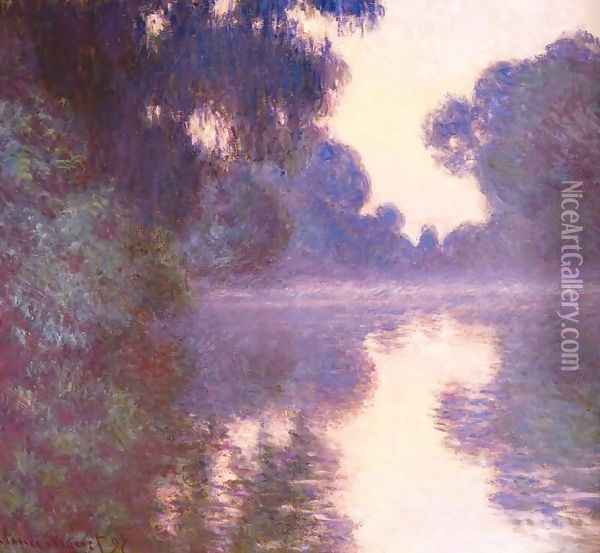 Misty morning on the Seine blue Oil Painting - Claude Oscar Monet