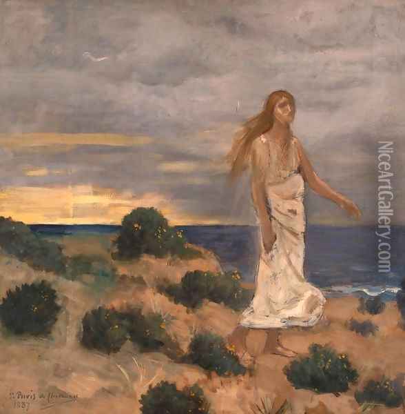 Woman on the Beach Oil Painting - Pierre-Cecile Puvis De Chavannes