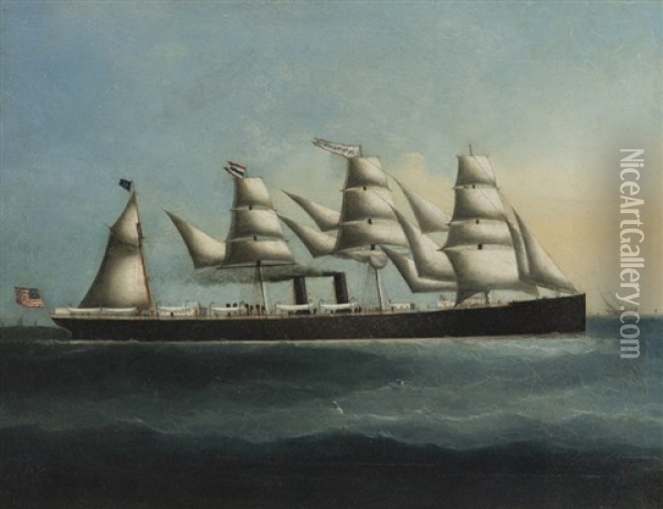 S.s. City Of Peking At Sea Oil Painting - William Alexander Coulter