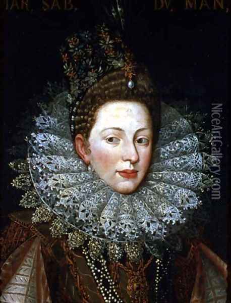 Portrait of Margaret Gonzaga, Duchess of Savoy Oil Painting - Frans Pourbus the younger