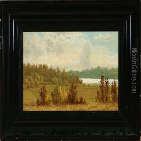 Efteraarslandskab Vedsilkeborg Oil Painting - Vilhelm Peter C. Kyhn