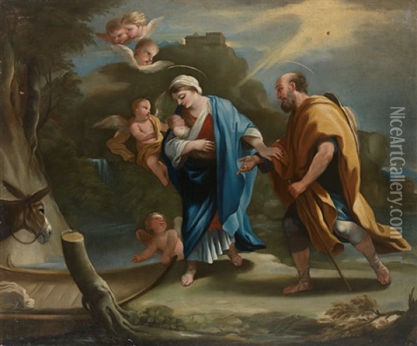 Die Heilige Familie Auf Der Flucht Nach Agypten Oil Painting - Laurent de (LaHyre) LaHire